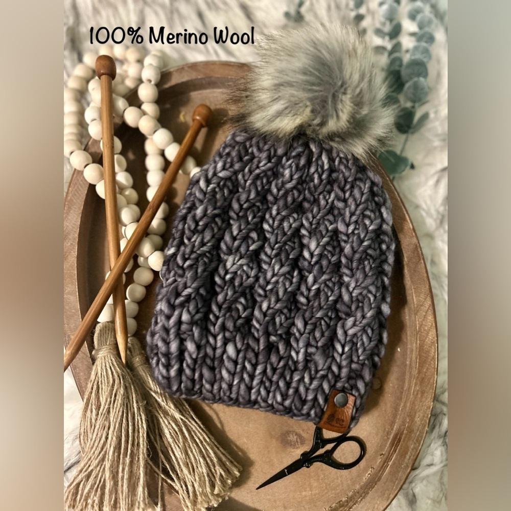 Hand knit beanie